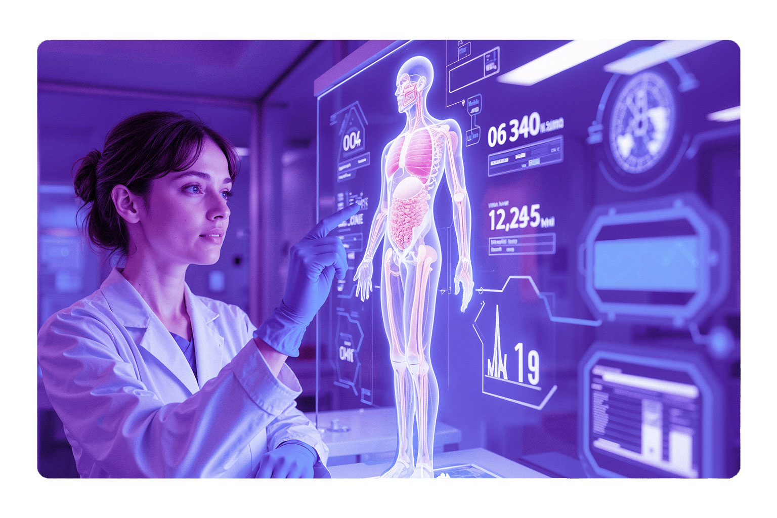 Endocrinology professional reviewing hormone charts on a large screen